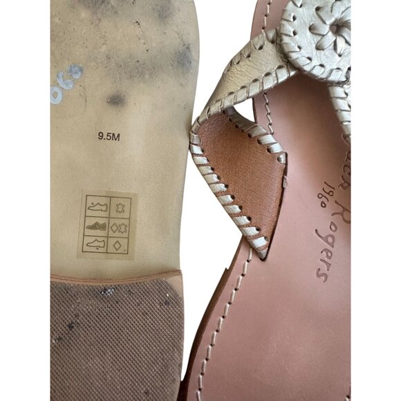 JACK ROGERS Gold Leather Flip Flop Sandals Size 9.5 - Picture 8 of 8